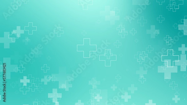 Obraz Abstract medical green blue cross pattern background.