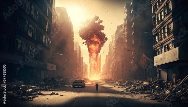 Obraz explosion over the city (Generative AI)