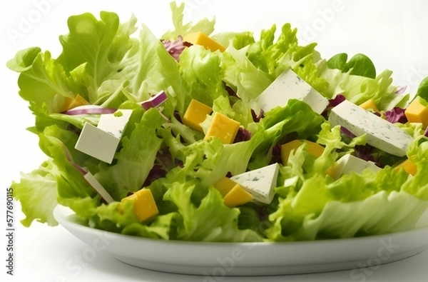 Fototapeta vegetable salad with cheese and onion
