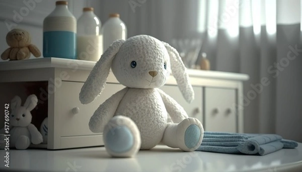 Obraz white cute teddy bear (Generative AI)