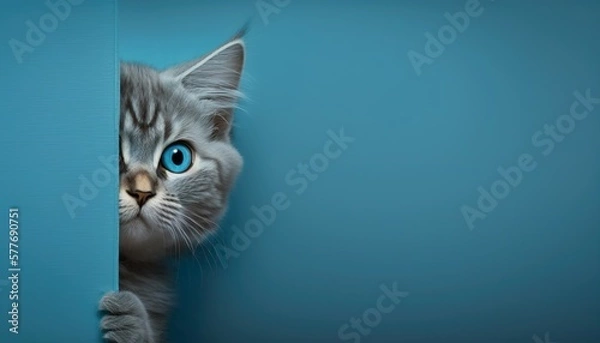 Obraz portrait of a cat with blue eyes (Generative AI)