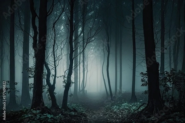 Obraz Forest in the fog background