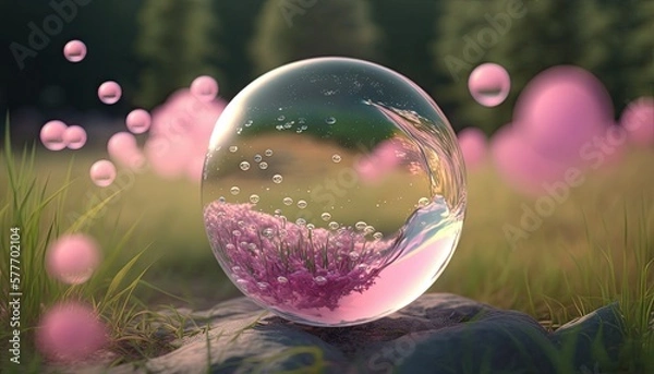 Fototapeta bubble in nature generative ai