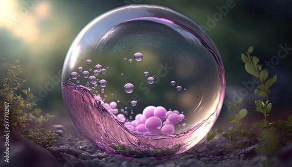 Fototapeta bubble in the garden generative ai