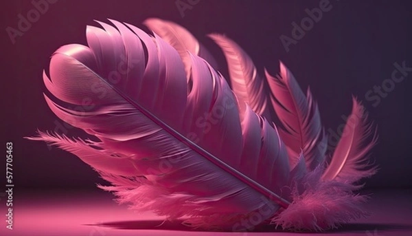 Fototapeta Falling pink feather generative ai