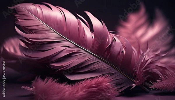 Fototapeta feather on black background generative ai