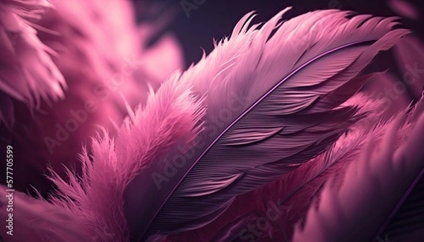 Fototapeta pink feather on dark background generative ai