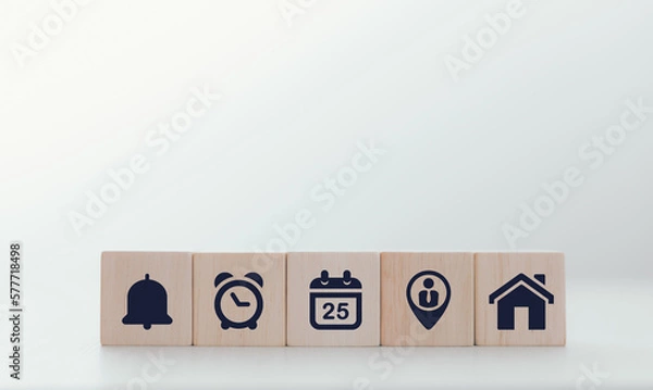 Fototapeta wooden block and notification icon