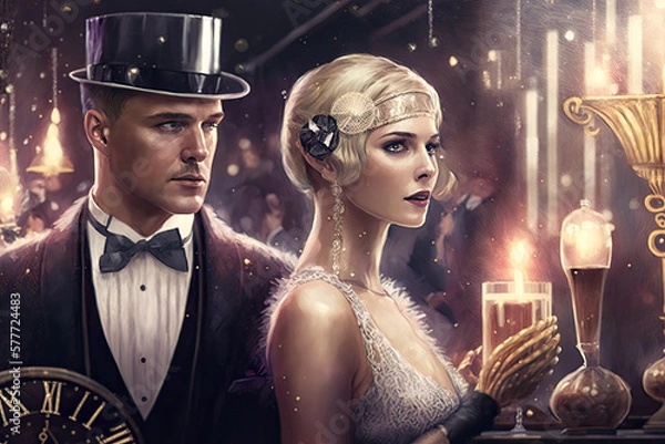 Fototapeta New Years Party Celebration Great Gatsby style made with generative ai