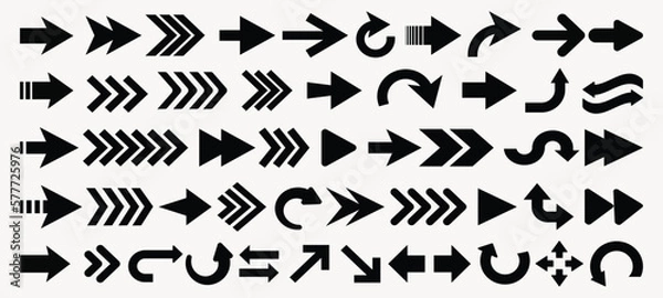 Fototapeta Black arrow icon set. Arrow. Cursor. Arrow vector icon. Modern simple arrows. Vector illustration