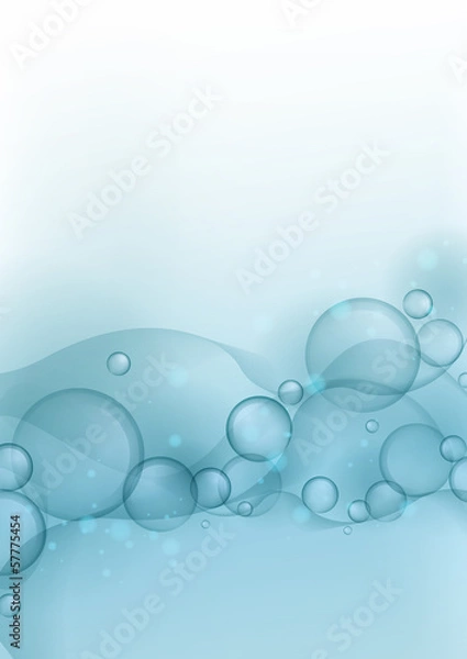 Obraz Blue Glowing Bubbles Background.