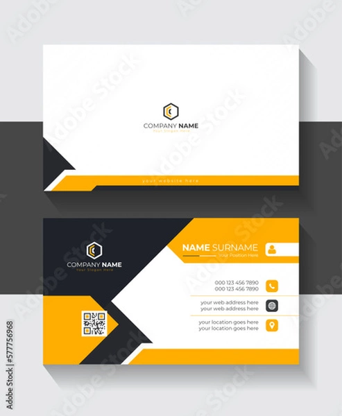 Fototapeta Elegant business card template with Creative yellow and dark black color abstract Layout for business presentation