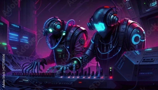 Fototapeta Ailen octupus DJ Generative AI