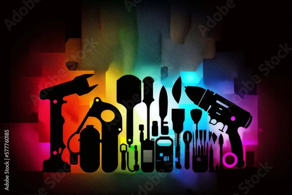 Obraz Power Point Background or Wallpaper, tools, colorful 