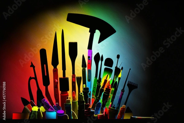 Obraz Power Point Background or Wallpaper, tools, colorful 