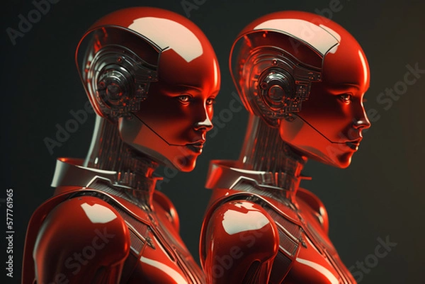 Obraz Robots in red, futuristic