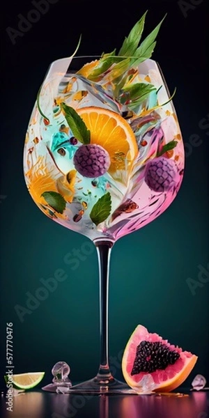 Fototapeta Refreshing gin and tonic concept. Generative AI
