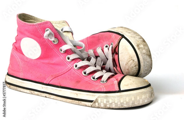 Obraz pair of pink girl's sneakers isolated on white