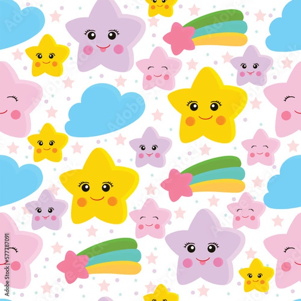 Fototapeta seamless colorful cute stars vector illustration