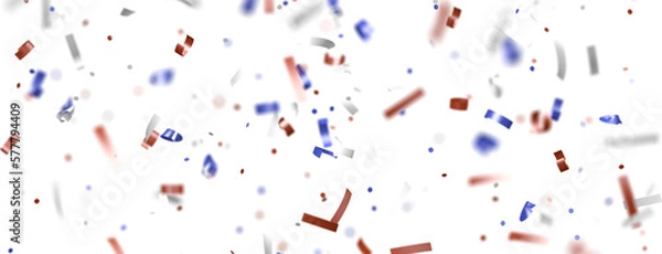 Obraz Confetti - Red white blue shiny confetti Confetti on white background, isolate, tricolor concept,