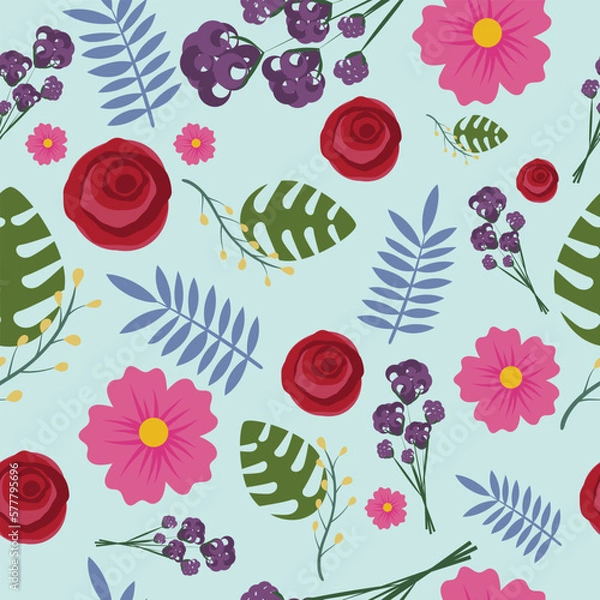 Obraz seamless pattern of spring flowers