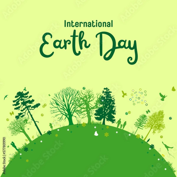Fototapeta World earth day ecology concept. Banner or card on the theme of save nature. Make everyday earth day.