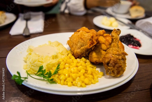 Obraz Fried chicken dinner at a restaurant