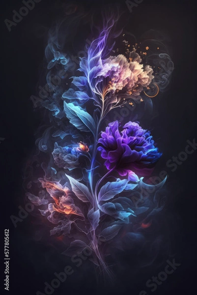 Fototapeta fractal background with flowers