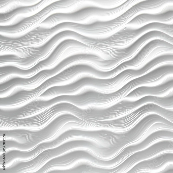 Fototapeta Seamless subtle white glossy soft waves transparent background texture overlay. Abstract wavy embossed marble displacement, bump or height map. Simple panoramic banner wallpaper pattern. rendering