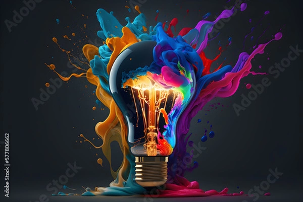 Obraz  Lightbulb  artistic colourful explosion.