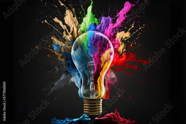 Obraz Lightbulb artistic colourful explosion 