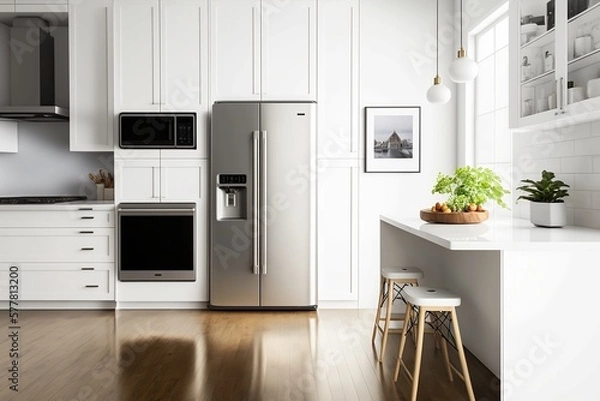 Obraz Modern bright kitchen interior - Generative AI