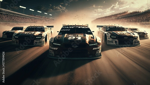 Fototapeta NASCAR, Motorsports, Generative AI, Illustration	