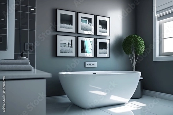 Fototapeta Modern bathroom interior - Generative AI