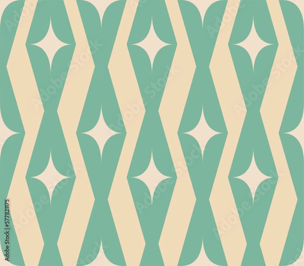 Fototapeta Mid-century modern wrapping paper in starburst pattern on light blue background. Inspired by Atomic era. Repeatable and seamless