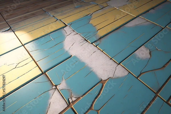 Fototapeta Very old floor in need of repair. Generative AI