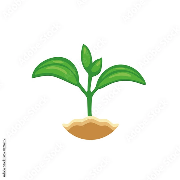 Fototapeta Green sprout grows from the ground. It symbolizes life and development and ecology. Sprout grain icon. Eco icon. Vector ilustration