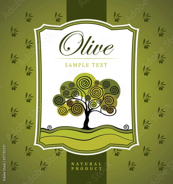 Obraz Olive tree. Vector decorative olive branch. For labels, pack.