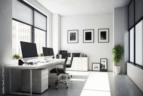 Fototapeta a minimalist office. very bright. Generative AI