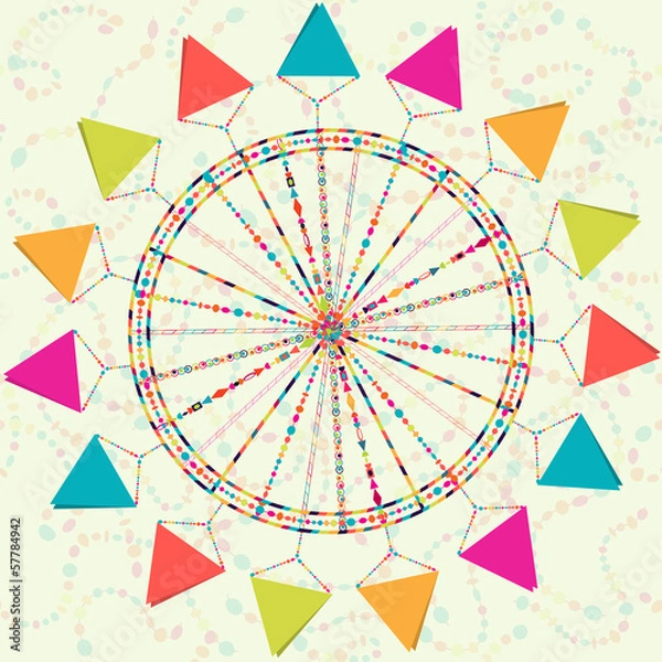Fototapeta Happy birthday card template, postcard, background with colorful