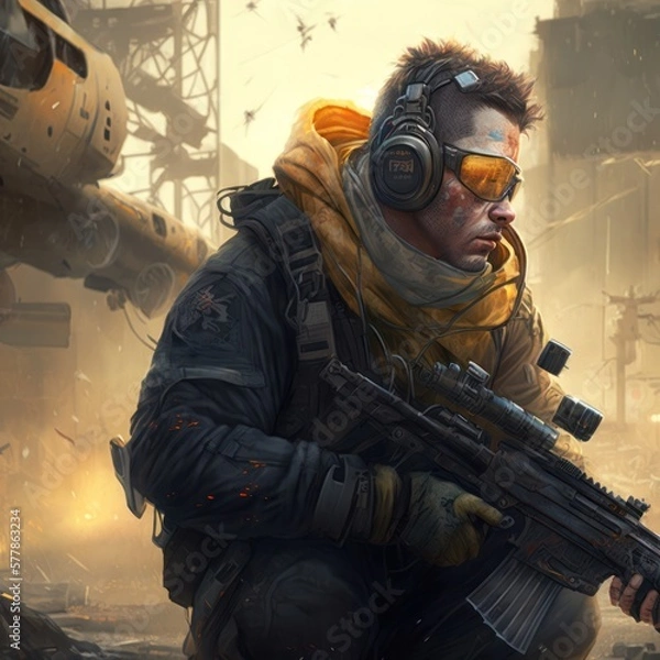 Fototapeta Shooter Game Art