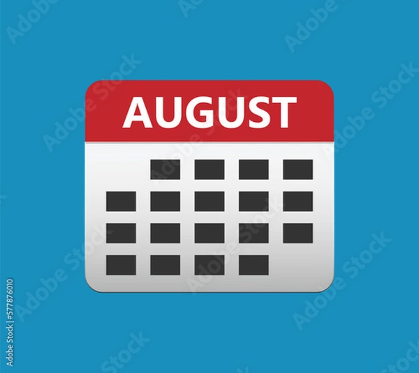Obraz August calendar icon. August calendar Date Month icon. Isolated on blue background