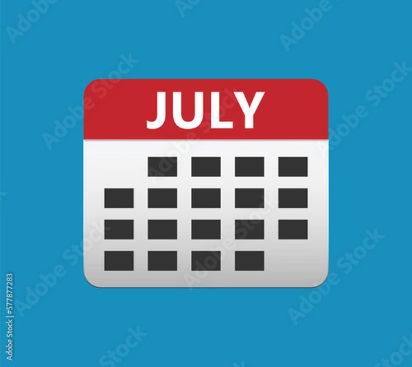 Fototapeta July calendar icon. July calendar Date Month icon. Isolated on blue background