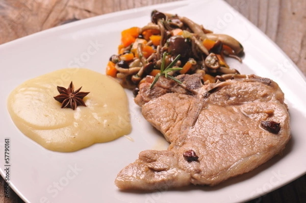 Obraz braciole di maiale con zenzero all'arancia