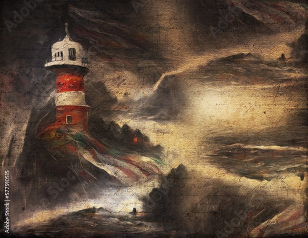 Obraz Lighthouse In Stormy Landscape