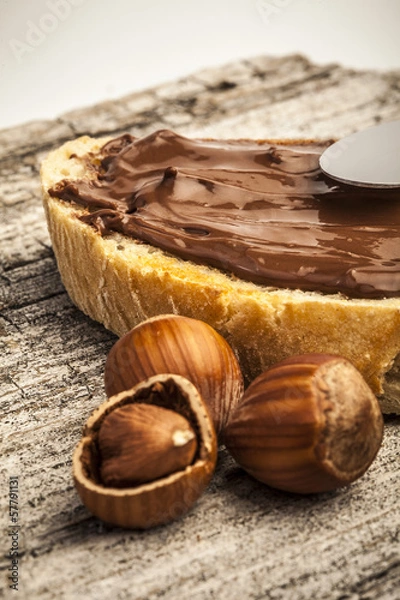 Fototapeta Bread with chocolate cream