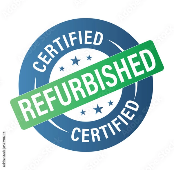 Fototapeta certified refurbished vector icon set. blue and green in color