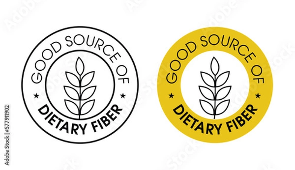 Fototapeta good source of dietary fiber vector icon set , black and yellow in color
