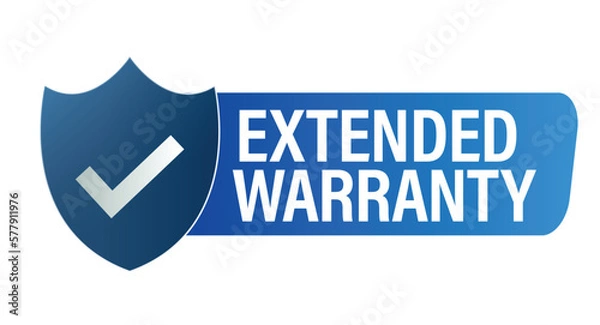 Fototapeta extended warranty vector icon with tick mark, blue in color