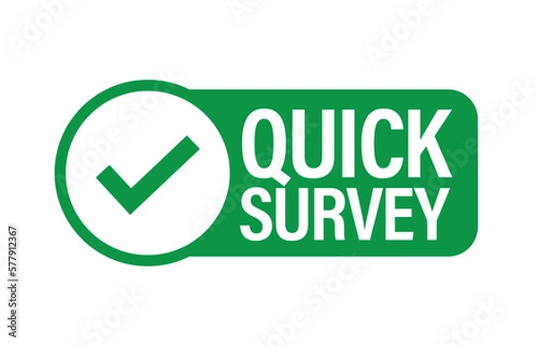 Fototapeta quick survey vector icon with tick mark, green in color